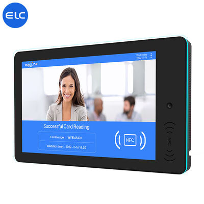 RK3568 Sinalización digital de montaje de pared Android 12 pantalla táctil interior POE NFC luz LED para reuniones