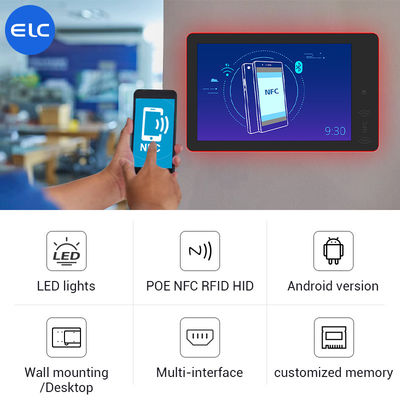 RK3568 Sinalización digital de montaje de pared Android 12 pantalla táctil interior POE NFC luz LED para reuniones