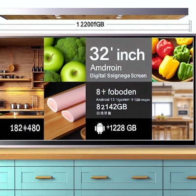 Pantalla de señalización digital de 24 y 32 pulgadas, 8+128 GB, Android 13, 1920*1080, 24 pulgadas, pantalla de cocina, sistema de visualización de cocina