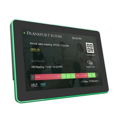 Tableta de pantalla digital táctil Android 11 para sala de reuniones con barra de luz LED NFC