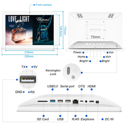 10.1 pulgadas de tablero de pared de señalización digital FCC, CE, ROHS, calidad bajo garantía Más detalles personalizable