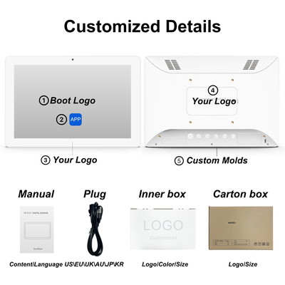 10.1 pulgadas de tablero de pared de señalización digital FCC, CE, ROHS, calidad bajo garantía Más detalles personalizable