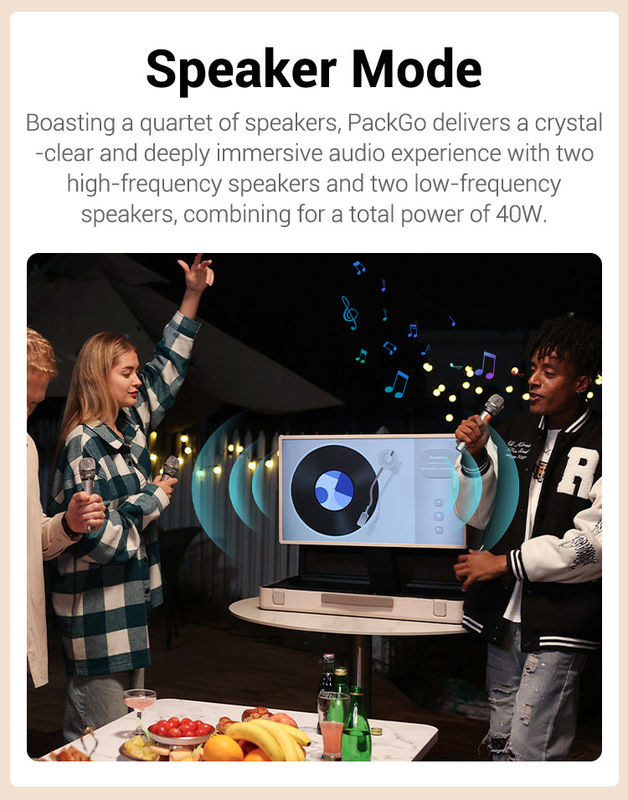 ELC PackGO portátil de 27 pulgadas maletín diseño pantalla táctil sistema Android Smart TV pantalla para acampar