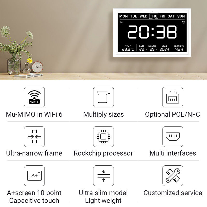 Tableta de pantalla táctil ultra delgada Smart Home Timing Tablet WiFi 6 con Mu-MIMO para visualización de horarios de calendario