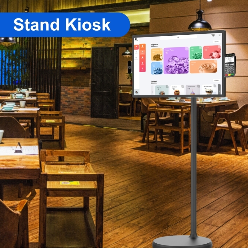 Personalización OEM/ODM RK3588S2/RK3588 Android 13 Pantallas de señalización digital de pie de 24 pulgadas Sistema de visualización para cocina Restaurante
