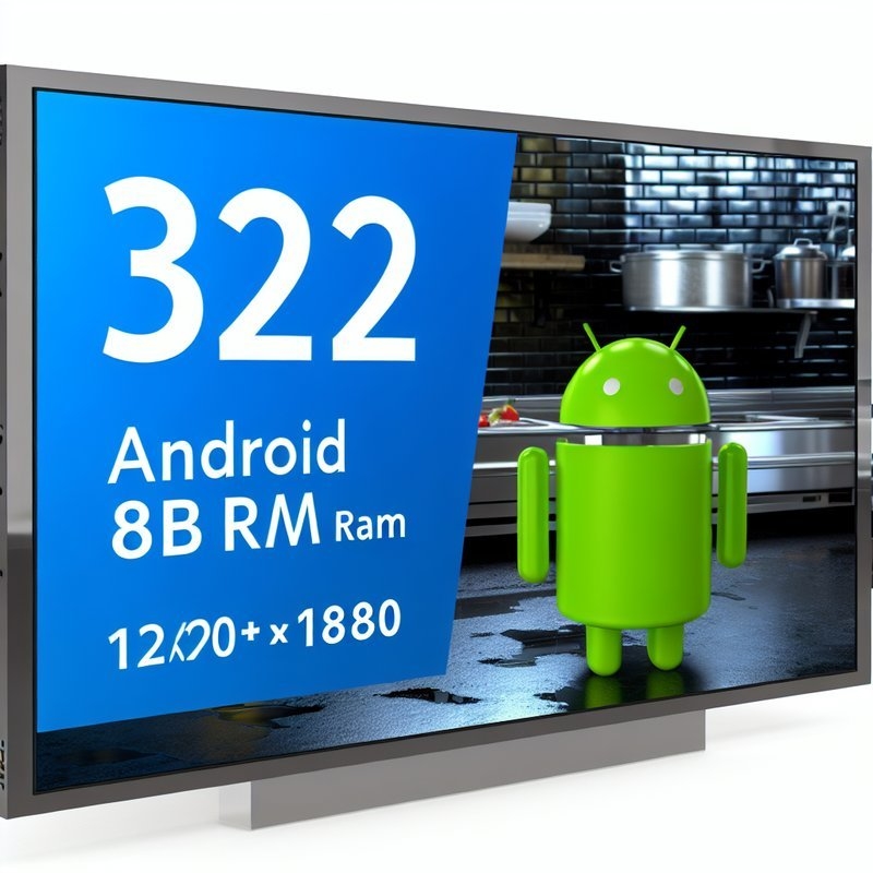 Pantalla de señalización digital de 24 y 32 pulgadas, 8+128 GB, Android 13, 1920*1080, 24 pulgadas, pantalla de cocina, sistema de visualización de cocina