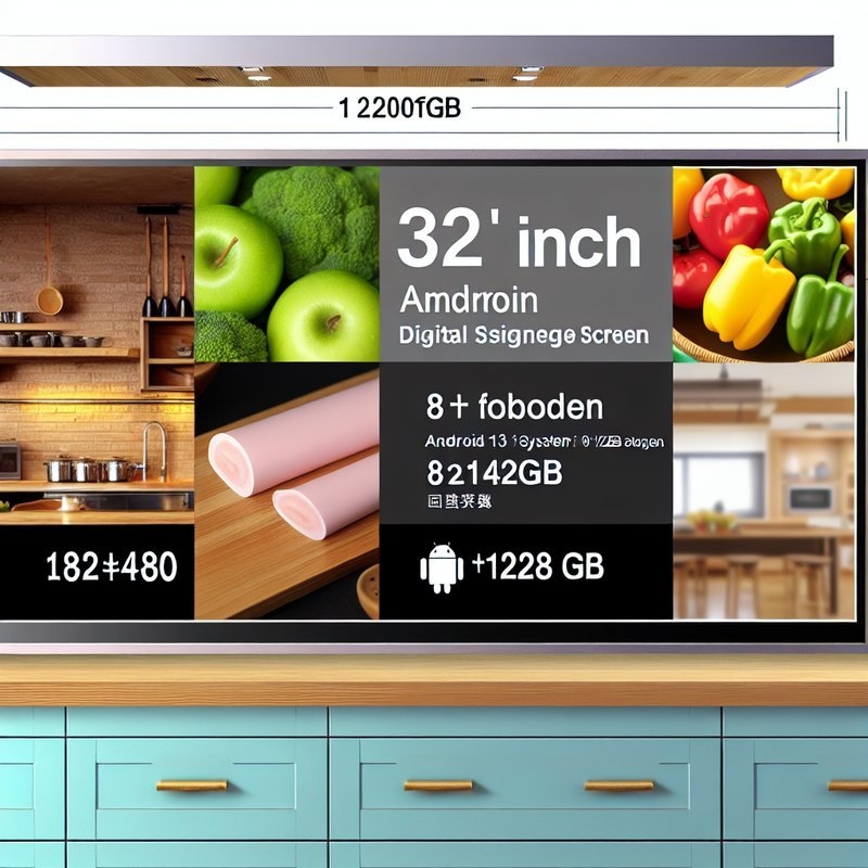 Pantalla de señalización digital de 24 y 32 pulgadas, 8+128 GB, Android 13, 1920*1080, 24 pulgadas, pantalla de cocina, sistema de visualización de cocina