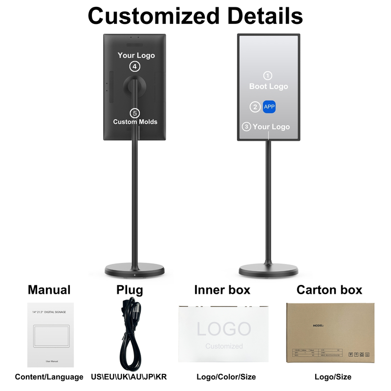 Pantalla LCD táctil de 24 pulgadas y 32 pulgadas con tecnología Incell para publicidad, Android 13, señalización digital para cadenas de restaurantes y tiendas de bebidas
