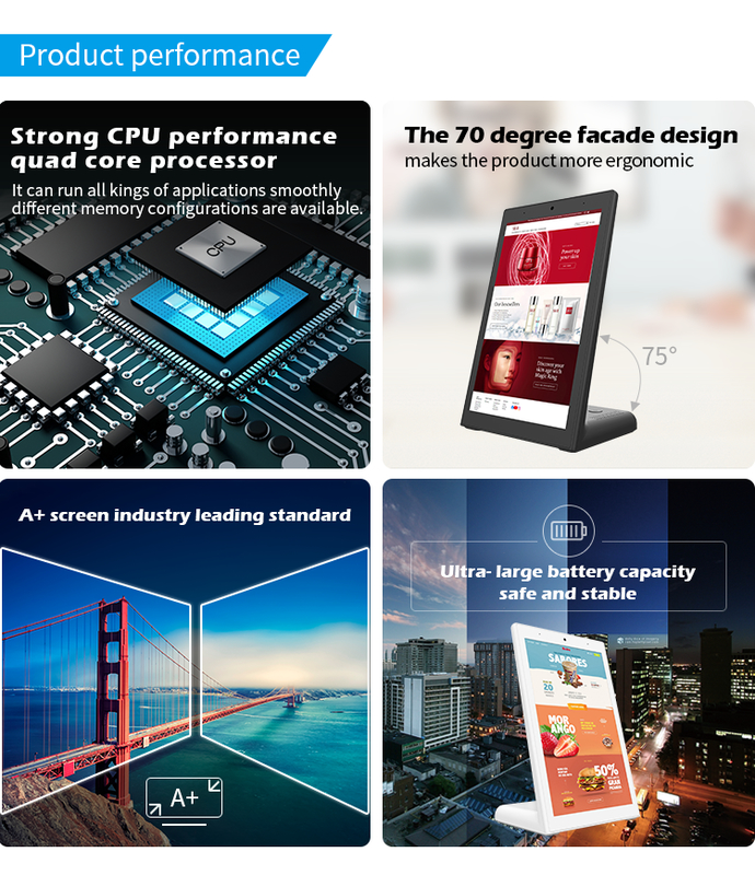 Pantalla táctil Android en forma de L de 10.1'' RK3568 Quad core cortex A55 Señalización digital vertical para pantallas de menú de restaurantes