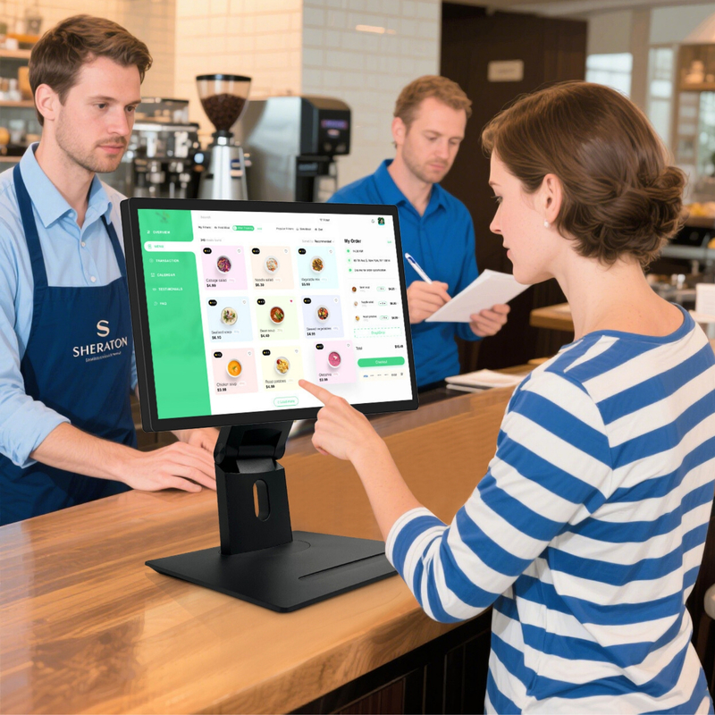 21.5" Android11 Digital Signage Pantalla táctil con RK3568 2+16GB USB RJ45WiFi Kds Pos Pantalla de cocina Kds Pantalla con base