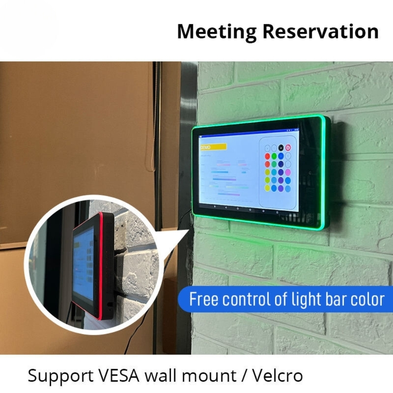 10Tablet de sala de reuniones Android de 1 pulgada con montura en la pared de la barra de luz LED