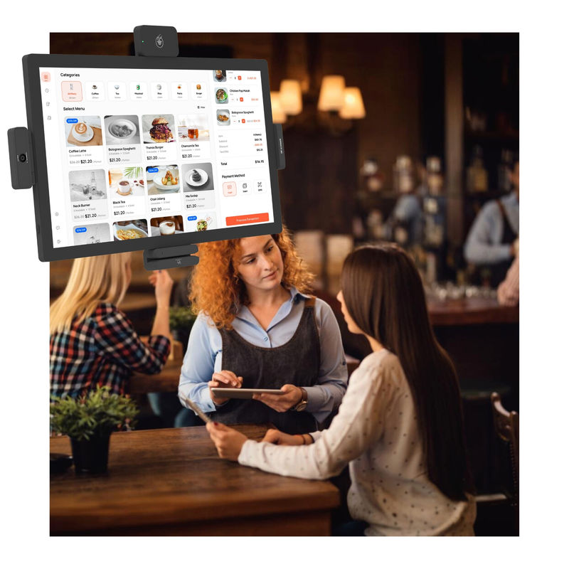 Tableta Android con pantalla táctil de 21.5" RK3576 para punto de venta de restaurantes, quiosco de pedidos en espera, máquina de autoservicio