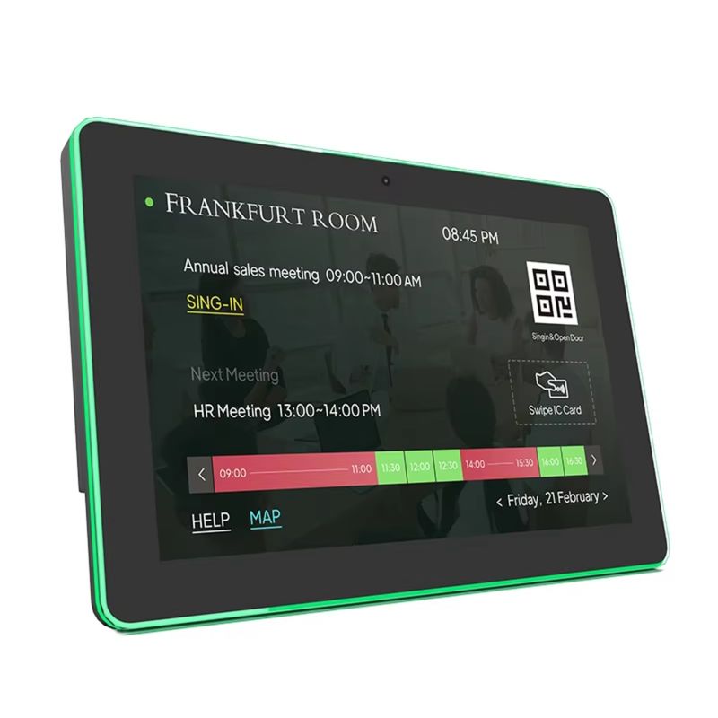 Tableta de pantalla digital táctil Android 11 para sala de reuniones con barra de luz LED NFC