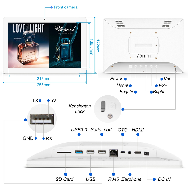 10.1 pulgadas de tablero de pared de señalización digital FCC, CE, ROHS, calidad bajo garantía Más detalles personalizable